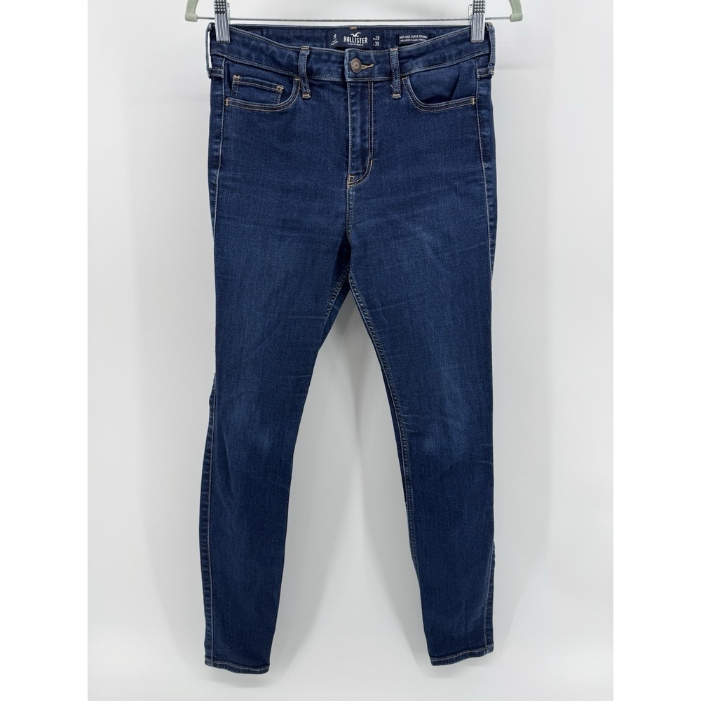 Hollister Women's Dark Blue Jeans Denim 28W x 30L Stretch High Rise Super Skinny